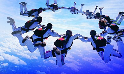 people sky diving