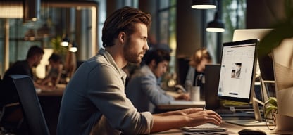 Person working on a computer in the office