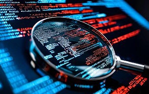 Magnifying glass on code image
