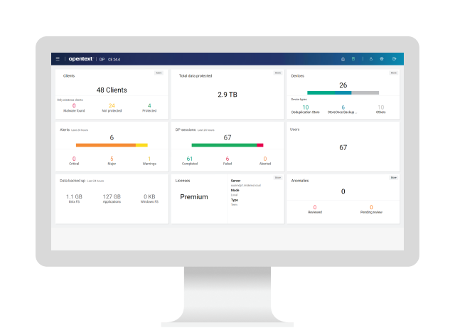OpenText Data Protector platofrm on computer