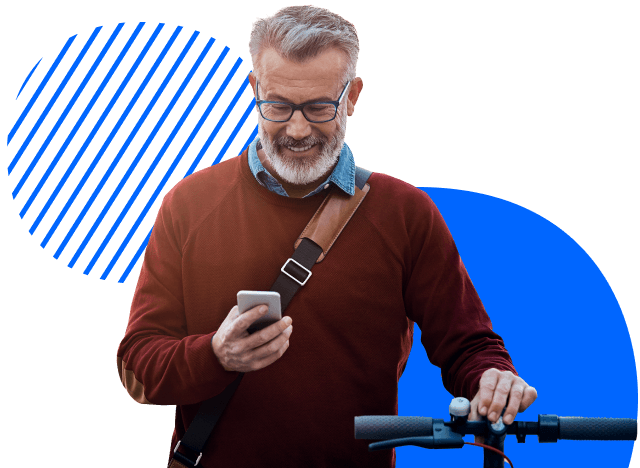 A commuter looking at his phone