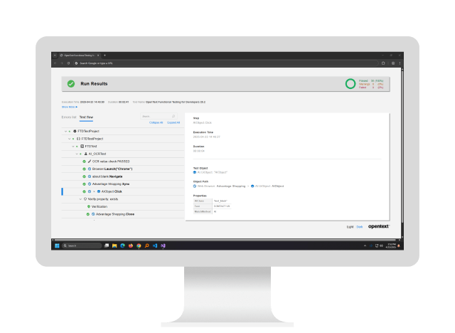 OpenText functional testing for developers running on a computer