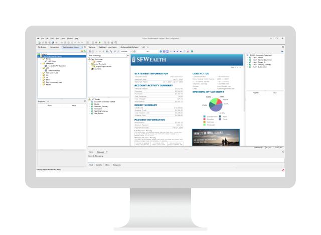 OpenText Output Transformation Server running on a computer