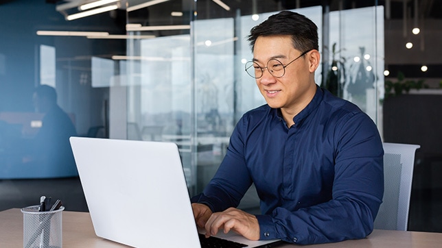  A person working on a laptop 