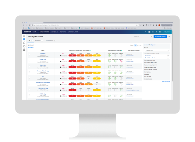 OpenText Core Application Security running on desktop